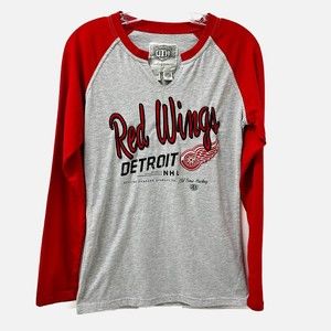 Detroit Red Wings Women’s V Neck Long Sleeve Shirt Size Medium